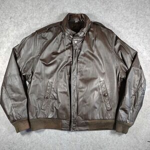 Wear Me Out Mens Vintage Brown Leather Bomber Jacket Hidden Hood Size 42 Korea‎